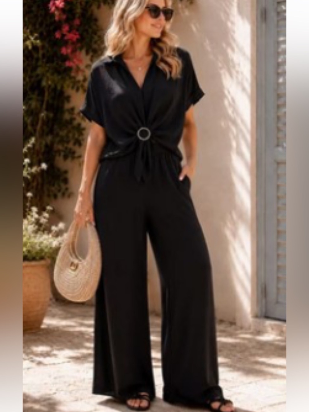 7.Made in Italy 🇮🇹 Black Wide-Leg pants